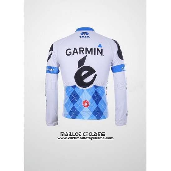 2011 Maillot Ciclismo Garmin Cervelo Bleu et Blanc Manches Longues et Cuissard